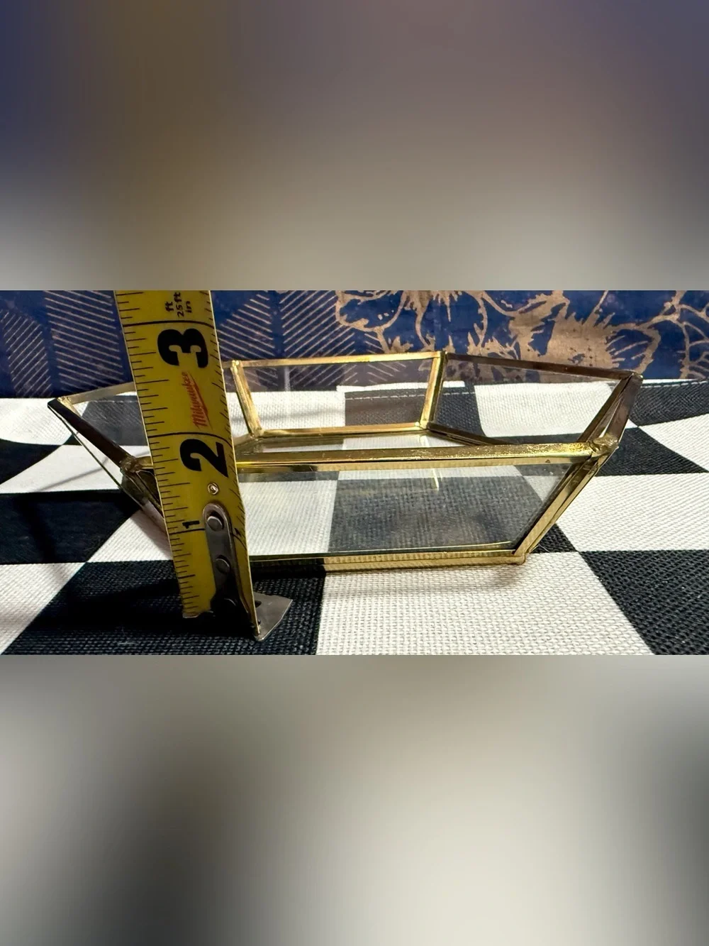 Vintage Hexagon Glass & Brass 8